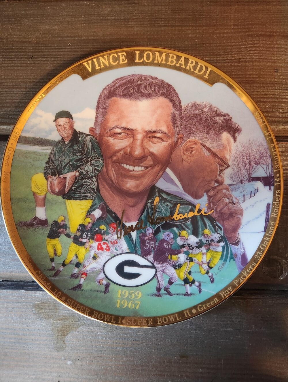 Sports Impressions Green Bay Packers Plate / Vance Lombardi 1990s Sports
